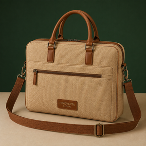 Mochila y Maletín para Portátil de Negocios, Material de Yute Resistente, Diseño de Puntos, Gran Capacidad, Cierre de Cremallera, para Universidad, Trabajo y Viajes - Product Image 3