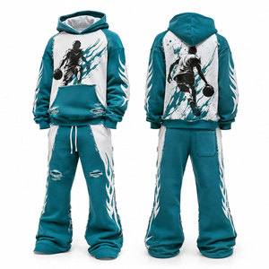 Conjunto Deportivo Unisex con Capucha Marrón, Estilo Urbano, Estampado Digital de Personajes, Corte Regular, Ropa de Invierno, Lavado Ácido - Product Image 4