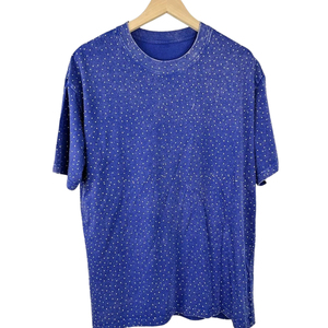 Camiseta de Manga Corta para Hombre, Cuello Redondo, Color Azul Sólido, Tejido de Punto, Corte Regular, Transpirable, Ecológica, de Secado Rápido, Spandex/Algodón - Product Image 1