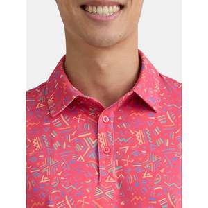 Camisa de Golf de Manga Corta para Hombre, Roja, con Estampado por Transferencia Térmica, Tejido Transpirable, Logotipo Frontal, Poliéster/Algodón 180g - Product Image 4