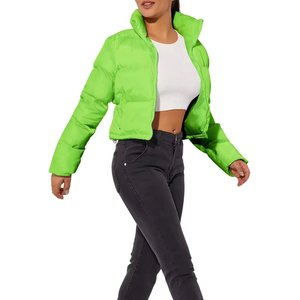 Custom <b>Women</b> Short Puffer <b>Jacket</b> Solid Color Stand Collar Breathable <b>Zip</b>-<b>Up</b> Winter <b>Jacket</b> Fashion Outerwear OEM Wholesale - Product Image 5
