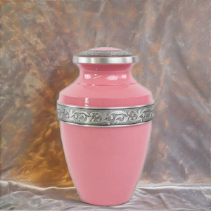 Urna moderna de cremación para adultos elegante y duradera de color rosa disponible a precio por mayor para Memorial - Product Image 1