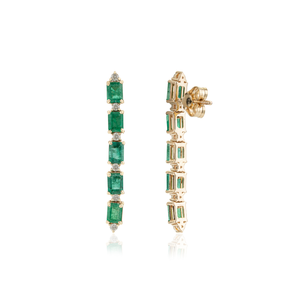 Pendientes Colgantes de Oro Amarillo Sólido K14 con Esmeralda y Diamantes Auténticos, Novedad de Alta Calidad, Joyería de Piedra de Nacimiento de Mayo para Mujer, Venta al por Mayor - Product Image 5