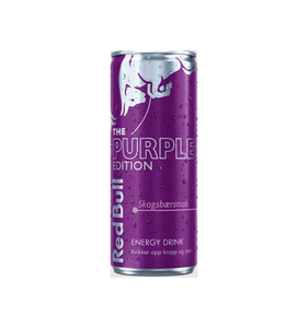 Red Bull Purple Edition Skogsbarssmak 24x250ml Cans 100 Percent Recyclable Aluminum With B Vitamins For Energy <b>Metabolism</b> - Product Image 1