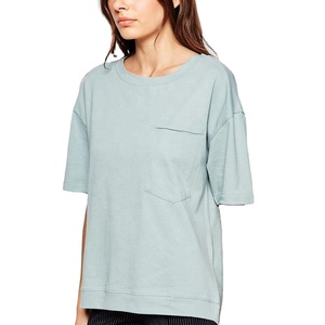 T-shirt pour femmes à col rond en coton, tendance, pour le fitness, vente chaude - Product Image 2