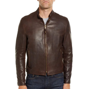 Veste d'hiver en cuir véritable de haute qualité pour hommes, offrant confort, chaleur et un attrait intemporel. - Product Image 1