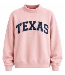 Sudadera de cuello alto para mujer al por mayor de Texas, con logo personalizado, bordado de guinga, ajuste holgado, de algodón polar transpirable, tipo jersey. - Product Image 4