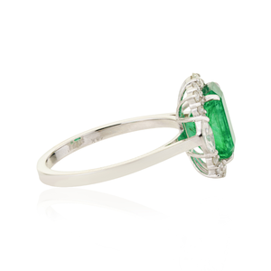 New Luxury Gemstone Zambian Emerald & Diamond 18K Real White Gold <b>Statement</b> <b>Ring</b> High End Customized Wedding Jewelry - Product Image 5