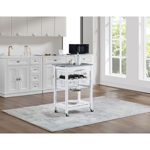 Carrello da Cucina Mobile con Isola, Cassetto e Cesto Portaoggetti Estraibile in Rete - Product Image 6