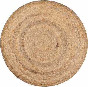 Meilleur prix Pouf rond en jute, tabouret de sol, pouf artisanal indien pour salon et hôtel, console avec incrustations en os - Product Image 3