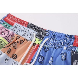 Shorts décontractés pour hommes à imprimé cachemire patchwork, taille mi-haute, séchage rapide, en polyester - Product Image 3