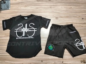 Wholesale Summer 100% Cotton <b>Knitted</b> Oversized Quick Dry Puff Printed Customized Street Style Men's T-Shirt Shorts <b>Set</b> - Product Image 1