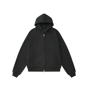 Custom Logo Print 420 Grams Zip-Up Hoodies High Quality Heavyweight Cotton Fleece Oversized Zipper Hoodies - Product Image 2