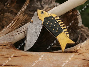 มีดพับเหล็กดามัสกัสอุตสาหกรรมแกะสลักด้วยมือ คุณภาพสูง สำหรับใช้งานทั่วไป ตกปลา พกพาสะดวก EDC OEM/ODM เหมาะสำหรับเดินป่า ตกปลา ตั้งแคมป์ - Product Image 3