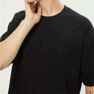 Camiseta Negra Oversize de Algodón para Hombre, 230GSM, con Logotipo Personalizado, Tallas Grandes, Hombros Caídos, Corte Holgado - Product Image 5
