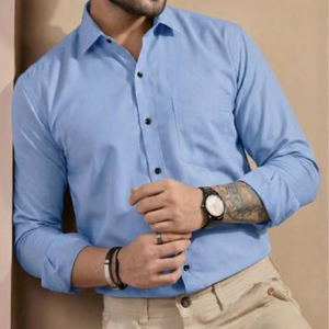 Chemise habillée homme à manches longues, coupe ajustée, couleur unie, style professionnel, printemps, ODM, polyester/coton, vente en gros - Product Image 6