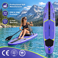 Planche de paddle gonflable de 11 pieds 6 pouces avec sac à roulettes, matériau PVC, système à 3 ailerons, design extra large de 35 pouces, SUP pour adultes et jeunes