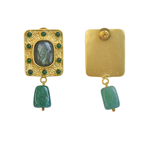 Pendientes de Labradorita Natural con Forma de Flor, Chapados en Oro de 24K, Clásicos y Modernos, Joyería de Compromiso para Mujer - Product Image 5