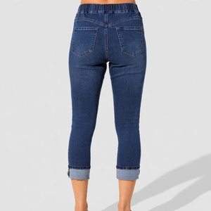 Jeans de Mezclilla Cortos de Cintura Alta para Mujer, Color Sólido, Lavado a la Piedra, Estilo Casual, Tela de Algodón Transpirable, para Primavera - Product Image 2