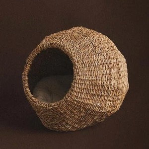 En gros, Nid pour chat en forme de sphère en jonc de mer, type igloo, coussin-lit pour la maison, l'hôtel, le complexe hôtelier, la chambre, le salon et comme meuble de sol - Product Image 2