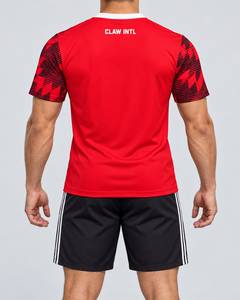 ชุดเสื้อฟุตบอลชาย CLAW INTL สีแดงดำ คอวี แขนยาว พิมพ์ลายแบบ Sublimation ผ้าโพลีเอสเตอร์ ระบายอากาศได้ดี แห้งเร็ว เป็นมิตรกับสิ่งแวดล้อม - Product Image 6