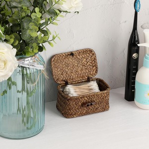 Panier en jonc de mer avec couvercle, taille mini, fait main, panier de rangement, vente en gros, écologique, fabriqué au Vietnam - Product Image 2