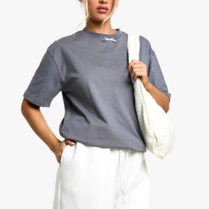 Wholesale High Quality 100% Polyester Plus Size Women's T-Shirt Custom Puff Print Logo Baggy Fit Oversized Casual Summer OEM ODM - Product Image 3