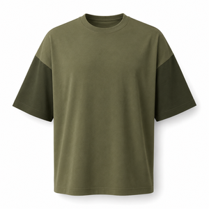 เสื้อยืดคอตตอนคอโอ แขนสั้น สีพื้น ทรงโอเวอร์ไซส์ สไตล์ลำลอง สำหรับผู้ชาย สีครีม รุ่น 2026 - Product Image 5