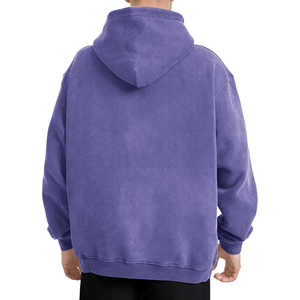 Acid Wash Purple <b>Oversized</b> <b>Hoodie</b> <b>Men</b> Pullover Sweatshirt Casual Solid Top With Kangaroo Pocket - Product Image 3