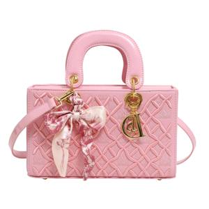 Women's Luxury Handbag New Fashion Crossbody Bag with Embroidered Checkered Silk Scarf Lattice Shoulder Strap Elegant Backpack - Product Image 2