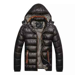 New Arrival Men's Warn Winter Shiny Quilted Puffer Jacket <b>Windbreaker</b> Padded Thick <b>Black</b> Hooded Bubble Padded jacket for men - Product Image 2