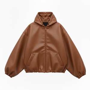 เสื้อฮู้ดหนังแฟชั่นทันสมัยสำหรับผู้ชายไซส์ใหญ่ เสื้อฮู้ดผู้ชายสำหรับใส่กลางแจ้ง สไตล์ใหม่ ไซส์ผู้ใหญ่ คุณภาพสูง - Product Image 3