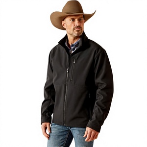Veste en polaire noire pour homme, coupe-vent, fermeture éclair, col montant, vêtement décontracté d'automne, matière polyester - Product Image 2