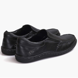 Mocassins en cuir véritable noir à bout rond, chaussures habillées de bureau pour hommes, semelle intermédiaire EVA amortie, semelle extérieure en caoutchouc, couleur unie - Product Image 5