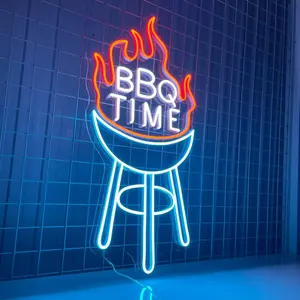 BBQ Time Neon Sign Custom Neon BBQ Logo Beer Bar Pub Club Neon Sign