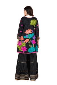 Latest Traditional Winter Indian Embroidered Sharara Gharara Kurti Set Muslin Cotton Pakistani Designer Customize Ethnic Wear - Product Image 4