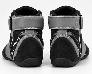 Bottes de moto montantes à fermeture auto-agrippante, tige en cuir véritable, semelle extérieure en caoutchouc, semelle intermédiaire en EVA, antidérapantes, bout fermé, style sportif pour karting - Product Image 2