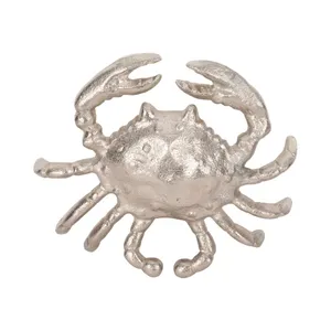 Escultura de Cangrejo de Metal Plateado Hecha a Mano de 7 Pulgadas, Decoración Náutica Costera para Mesa, Hogar, Oficina, Casa de Playa y Regalos - Product Image 5