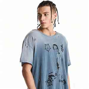 Camisetas personalizadas con logo para hombre, tallas grandes, estilo cropped, vintage, desgastadas. - Product Image 4