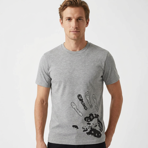 T-shirt gris à col rond et manches courtes pour homme, motif imprimé, coupe classique, 100 % coton jersey respirant, tenue décontractée, livraison directe - Product Image 5