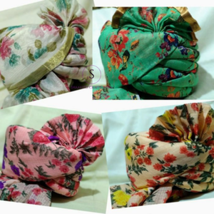 Turbante tradicional de algodón listo para usar, turbante de algodón tradicional Pagdi para boda y aniversario, hombres étnicos Sherha Floral Pagdi - Product Image 3