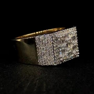 <b>Mens</b> Trendy Hip Hop Iced Out Yellow Gold with your Photos Full VS Lab Grown Diamond Hiphop Style <b>Ring</b> From Indian Manufacturer - Product Image 4