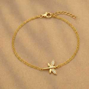 Fine Charm Bracelet Hallmark Silver Minimal Butterfly Gold Plated - Product Image 2