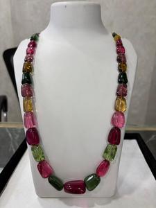 Collier en pierres synthétiques tourmaline bio-couleur, perles en forme de pépites - Product Image 5