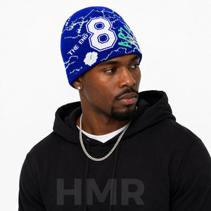 HMR Sisterhood Brotherhood Bonnet en tricot uni à bord droit unisexe pour l'hiver, les loisirs en plein air et la chaleur, bonnet bleu - Product Image 4