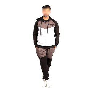 Best Selling OEM ODM Fashion Streetwear Men's Tracksuit Customizable Logo Contrast Panel Full Zip Sweatshirt and Pant <b>Sets</b> - Product Image 1