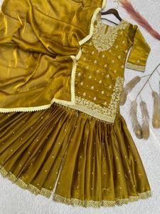 Hand Embroidered Heavy Embroidery Silk Salwar Kameez Set for Women Traditional Indian Outfit Micro Cotton Wedding Party Wear - Product Image 4