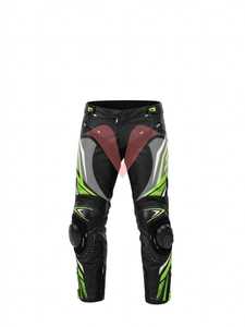Ensemble veste et pantalon de moto en cuir noir et vert pour homme, coupe-vent, équipement de course - Product Image 6