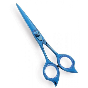 Ciseaux de barbier bleus en gros, ciseaux de coupe de cheveux en acier inoxydable, ciseaux de coiffure bleus métalliques pour salon, fabricant - Product Image 1