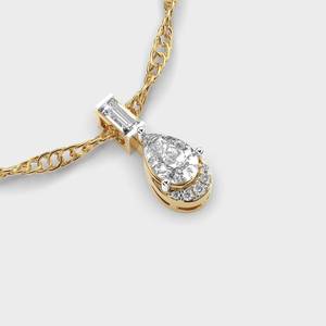 Luxury 14K <b>Solid</b> <b>Gold</b> Pear Cut Moissanite <b>Pendant</b> With Baguette Top Claw Setting Women's Wedding Jewelry <b>Pendant</b> - Product Image 1
